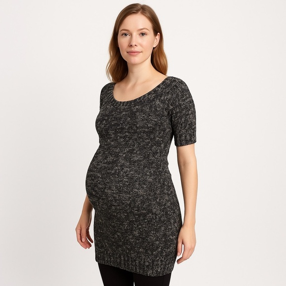 𝅺a pea in the Pod Maternity Sweater Dress, Black & White, Size S - Picture 1 of 6